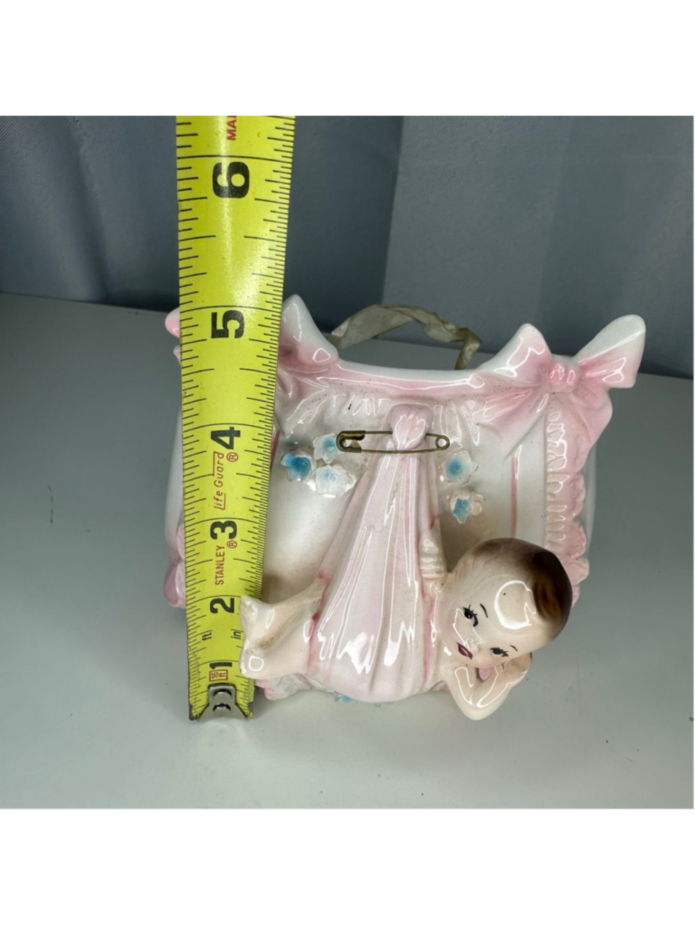 Vintage Ceramic Pink Baby Diaper Sling Wall Pocket Planter Rubens Japan 4921 - Picture 8 of 8